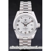 Rolex Day-Date Silver White Stainless Steel Watch-RD2904