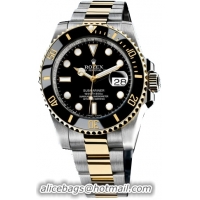 Rolex Submariner Series 18k Yellow Gold Oyster Bracelet Mens Wristwatch 116613-BKSO
