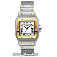 Cartier Santos Series 18k Yellow Gold and Stainless Steel Mens Swiss Quartz Wristwatch-W20011C4