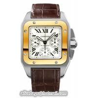 Cartier Santos 100 Chronograph Fashionable Mens Wristwatch-W20091X7