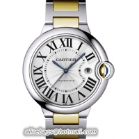 Cartier Ballon Bleu Large Series Great Stainless Steel and 18k Yellow Gold Mens Automatic Wristwatch-W69009Z3