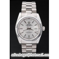 Rolex Day-Date Silver Cutwork White Watch-RD2448