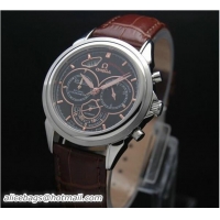 Shop Duplicate OMEGA DE VILLE CO-AXIAL CHRONOSCOPE Steel on Brown Leather Strap OM77408