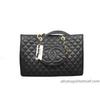 Chanel A37001 GST Black Caviar Leather Large Coco Shopper Bag Gold