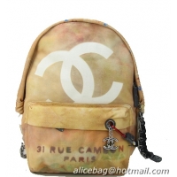 Chanel A92318 Apricot Large Graffiti Printed Canvas Backpack