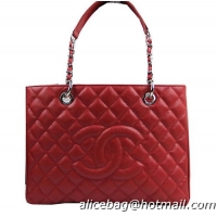 Stylish Chanel Classic Coco Bag Red GST Caviar Leather A50995 Silver