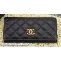 Chanel Tri-Fold Wallet Calfskin Leather A219003 Black