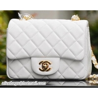 Chanel Classic MINI Flap Bag White Sheepskin A37585 Gold