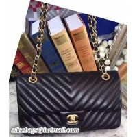 Chanel 2.55 Series Flap Bag Lambskin Chevron Leather A05475 Black