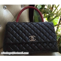 Chanel Classic Top Handle Bag Original Cannage Pattern A95168 Black&Red
