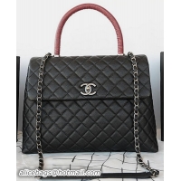 Chanel Classic Top Handle Bag Original Cannage Pattern A92993 Black