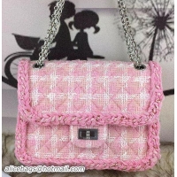 Pretty Style Chanel Flap Bag Black Fabric CHA1268 Pink