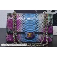 Refined Chanel 2.55 Series Flap Bags Purple&Blue Original Python Leather A1112SA Gold
