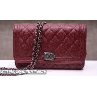 Traditional Discount Boy Chanel mini Flap Bags Cannage Pattern A33815 Burgundy