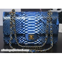 Cheap Chanel 2.55 Series Flap Bags Blue Original Python Leather A1112SA Gold