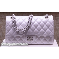 Hand Held Chanel 2.55 Series Flap Bag Silver Original Caviar Leather A1112 Silver