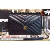 Traditional Discount Chanel Envelope Flap Bag Original Sheepskin Leather A68812 Black