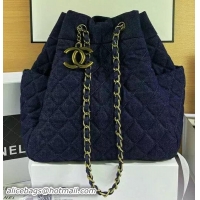 Luxury Discount Chanel Blue Denim Fabric Hobo Bag A91136 Bronze
