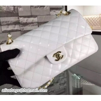 Unique Discount Chanel 2.55 Series Double Flap Bag White Original Patent Leather CF7024 Gold