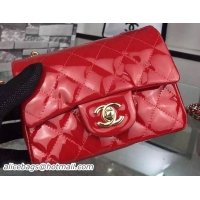 Top Design Chanel Classic mini Flap Bag Red Original Patent Leather CF7171 Gold