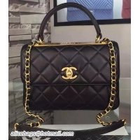 Famous Brand Chanel Classic Top Flap Bag Black Original Leather A98079 Gold