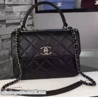 Buy Fashionable Chanel Classic Top Flap Bag Original Leather A98079 Black Silver