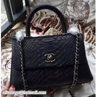 Discount Chanel Classic Top Flap Bag Original Snake Leather A95169 Black