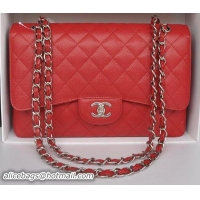 Comfortable Chanel Jumbo Double Flaps Bag Cannage Pattern A36097 Red Silver
