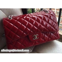 Sophisticated Cheap Chanel Classic Flap Bag Original Patent Leather A1113 Burgundy Silver
