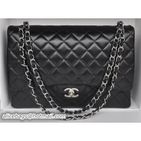 Unique Discount Chanel Maxi Classic Bag Sheepskin Leather A36098 Black Silver
