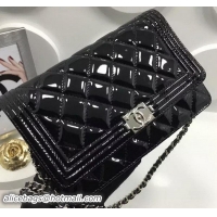 Low Price Boy Chanel WOC mini Flap Bags Patent Leather A33815 Black