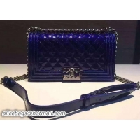 Good Quality Boy Chanel Flap Shoulder Bag Patent Leather A67086P Royal