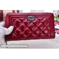 Top Design Boy Chanel Zip Around Wallet Iridescent Leather A88711 Red