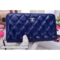 Discount Fashion Chanel Zip Around Wallet Iridescent Leather CHA2608 Royal