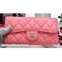 Unique Discount Chanel Tri-Fold Wallet Iridescent Leather CHA2603 Pink