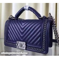Luxury Classic Boy Chanel Top Flap Bag Original Chevron Sheepskin A67088 Royal