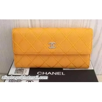 Top Quality Chanel Original Sheepskin Leather Bi-Fold Wallet A33989 Yellow