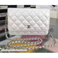 Generous Cheap Chanel WOC mini Flap Bag Deer Skin A5375 Silver