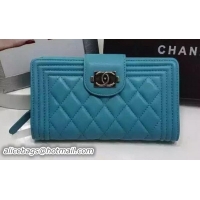 Hand Held Boy Chanel Matelasse Bi-Fold Wallet CHA0411 Light Blue