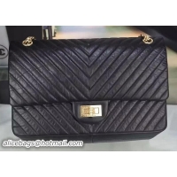 Classic Hot Chanel Classic Flap Bag Original Chevron Leather A90669 Black