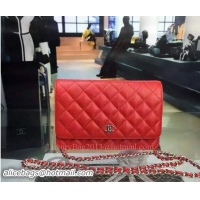 Best Grade Chanel mini Flap Bag Cannage Pattern A8373 Red Silver
