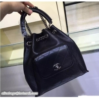 Trendy Design Chanel Calfskin Drawstring Bag A93882/A93881 Black