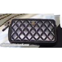 Pretty Style Chanel mini Shoulder Bag Black Sheepskin Leather A7020 Silver