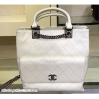 Perfect Chanel Calfskin Chain Shoulder Tote Backpack Bag 7032502 White