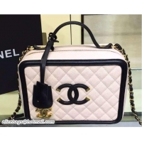 Durable Style Chanel Grained Lambskin Vanity Case Bag A93343/A93344 light pink/Black