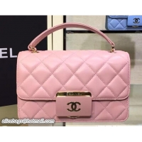 Sophisticated Chanel Sheepskin and Resin Flap Small Bag A93321 Pink