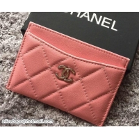 Good Looking Chanel Calfskin Card Holder A31510 Pink