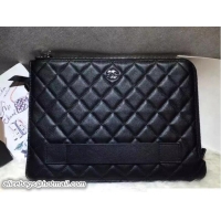 Lowest Price Chanel Calfskin Pouch Clutch Bag A82389 Black
