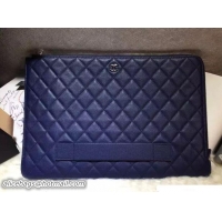 Comfortable Chanel Calfskin Pouch Clutch Bag A82388 Navy Blue