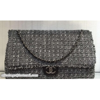 Top Quality Chanel Tweed and Calfksin XXL Large Classic Flap Bag A91169 Black/White